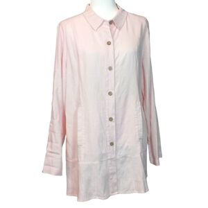 Simply Noelle lagenlook linen blend button tunic top soft pink size L / XL